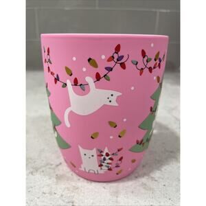 Peppermint & Pine Pink SOFT TOUCH Cats In Christmas Holiday Lights 16oz Mug
